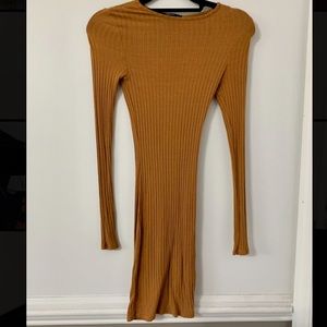 orange body con dress